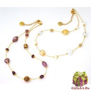 Vac/С9031/45 Колье Нежность цвет аметист и бело-золотой 45+5 см муранское стекло