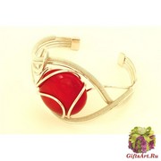 RS77 Браслет Futura с красной бусиной из муранского стекла