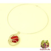 RS77 Колье Futura с красной бусиной из муранского стекла