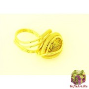 RS77 Кольцо Futura  с золотой бусиной из муранского стекла