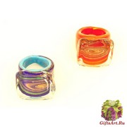 PM100 Кольцо квадратное с узором муранское стекло