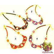 Vac/С9950(1) Колье Сердечные узы на коже 48+4 см муранское стекло