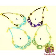 Vac/С9950(2) Колье Сердечные узы на коже 48+4 см муранское стекло