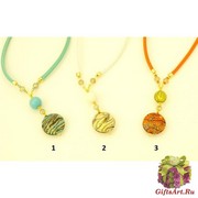 Vac/С9136CALCE  Колье Джесс с кальцедоновой бусиной муранское стекло