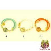 Vac/B9290CALCE Браслет Джесс кальцедоновая бусина на коже муранское стекло