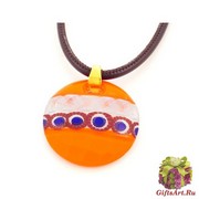 VC30(1) Подвеска круглая с филигранью на коже муранское стекло