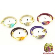 Vac/B9737 Браслет Оливето на коже с бусиной-оливой муранское стекло