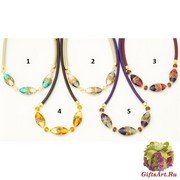 Vac/C9738 Колье Оливето с 3 бусинами-оливами муранское стекло