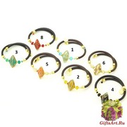 Vac/B9317 Браслет Diamonds с бусиной-оливой на коже муранское стекло