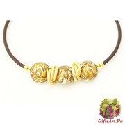 2019-37/maz Колье Ca' d'oro на коже муранское стекло