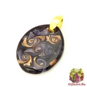 PM114-p Подвеска овальная синий авентурин муранское стекло