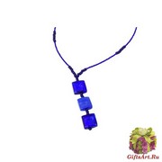 2018-48/maz Колье Кобальт 3 вертикальные бусины 45+7 см муранское стекло