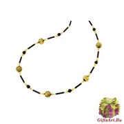 2019-16/maz Колье черно-золотое 66 см муранское стекло