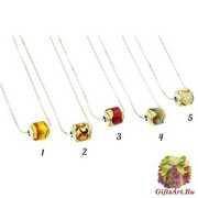 TR00(3) Бусина-цилиндр в силе Пандора на стальной цепочке муранское стекло