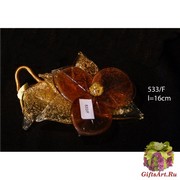 533/F Декор. композиция Цветок двухцветный (дл. 16см) муранское стекло