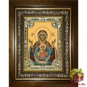 Икона освященная &quot;Знамение икона Божией Матери&quot;, 18x24 см, со стразами, в деревянном киоте 24x30 см, 24x30 см