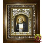 Икона освященная &quot;Серафим Саровский преподобный чудотворец&quot;, 14x18 см, в деревянном киоте 20x24 см, 20x24 см
