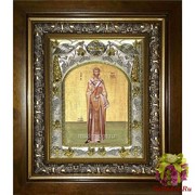 Икона освященная &quot;Леонид Афинский,святительь&quot;, 14x18 см, в деревянном киоте 20x24 см, 20x24 см