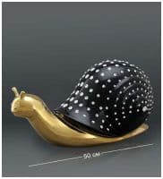Улитка чёрная с золотом и кристаллами Сваровски. Скульптура Ahura. Длина 50 см