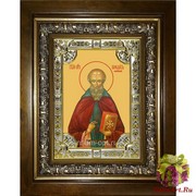 Икона освященная &quot;Венедикт Нурсийский преподобный&quot;, 18x24 см, со стразами, в деревянном киоте 24x30 см, 24x30 см