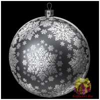 Серебряный ёлочный шар Новогодние кружева. Серебро 925 пробы. Диаметр 8 см. Россия Подарочная упаковка.