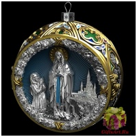 Серебряный ёлочный шар Богоматерь. Серебро 925 пробы. Диаметр 8 см. Россия Подарочная упаковка.