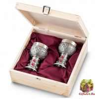 Набор 2 оловянных бокала серия Рубин в деревянной упаковке Artina Австрия
