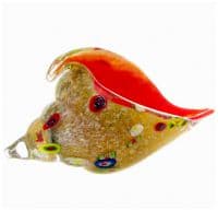 Золотистый морской рог изобилия. Стеклянная фигурка в стиле Мурано. Длина 25 см