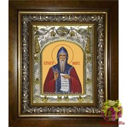 Икона освященная &quot;Георгий Хозевит преподобный&quot;, 14x18 см, в деревянном киоте 20x24 см, 20x24 см