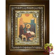 Икона освященная &quot;Лука апостол&quot;, 18x24 см, со стразами, в деревянном киоте 24x30 см, 24x30 см