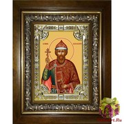Икона освященная &quot;Владимир равноапостольный Великий князь&quot;, 18x24 см, со стразами, в деревянном киоте 24x30 см, 24x30 см