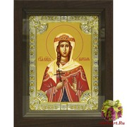 Икона освященная &quot;Варвара великомученица&quot; серебро 925, со стразами, в деревянном киоте 24x30 см, 24x30 см