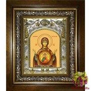 Икона освященная &quot;Знамение икона Божией Матери&quot;, 14x18 см, в деревянном киоте 20x24 см, 20x24 см