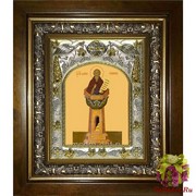 Икона освященная &quot;Даниил Столпник преподобный&quot;, 14x18 см, в деревянном киоте 20x24 см, 20x24 см