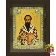 Икона освященная &quot;Василий Великий, архиепископ Кесарии Каппадокийской, святитель&quot;, 18x24 см, со стразами, в деревянном киоте 24x30 см, 24x30 см