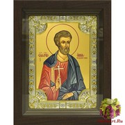 Икона освященная &quot;Инна&quot;, дерево, серебро 925, 18x24 см, со стразами, в деревянном киоте 24x30 см, 24x30 см