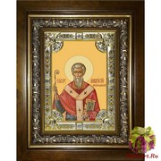 Икона освященная &quot;Амвросий Медиоланский святитель&quot;, 18x24 см, со стразами, в деревянном киоте 24x30 см, 24x30 см
