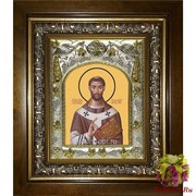 Икона освященная &quot;Августин блаженный&quot;, 14x18 см, в деревянном киоте 20x24 см, 20x24 см