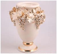 Эксклюзивная керамическая ваза &quot;Белый виноград&quot; стразы Сваровский  Высота 34 см Италия