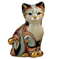 Ситцевый кот сидит. De Rosa Rinconada Эксклюзивная керамическая фигурка Calico Cat Sitting Высота 11 см