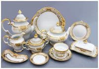 Чайный сервиз Золотая Симфония Goldsymphonie Weimar Porcelain на 12 персон 55 предметов. Эксклюзивный фарфор