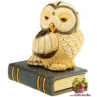 Cова на книге. Эксклюзивная керамическая фигурка De Rosa Rinconada Высота 19 см