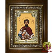 Икона освященная &quot;Каллистрат мученик&quot;, 18x24 см, со стразами, в деревянном киоте 24x30 см, 24x30 см