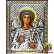 Икона освященная &quot;Ангел Хранитель&quot;, дерево, посеребрение 925, 14x18 см