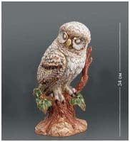 Сова на ветке. Цветная скульптура Ahura. Высота 34 см