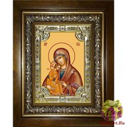 Икона освященная &quot;Миасинская икона Божией Матери&quot;, 18x24 см, со стразами, в деревянном киоте 24x30 см, 24x30 см