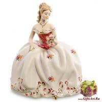 Фарфоровая статуэтка Прекрасная дама с розами. Высота 30 см. Sabadin Италия