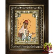 Икона освященная &quot;Ольга равноапостольная великая княгиня&quot;, 18x24 см, со стразами, в деревянном киоте 24x30 см, 24x30 см