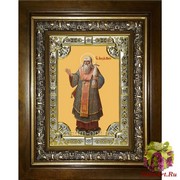 Икона освященная &quot;Алексий, митрополит Московский и всея Руси ,чудотворец,святитель(Алексей)&quot;, 18x24 см, со стразами, в деревянном киоте 24x30 см, 24x30 см