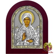 Икона освященная &quot;Матрона Московская&quot;, дерево, серебро 925, 16.5x20 см